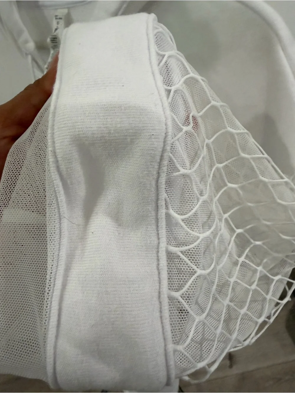 ALO - white Mesh Crop Hoodie front zipper FLAWS SEE!
